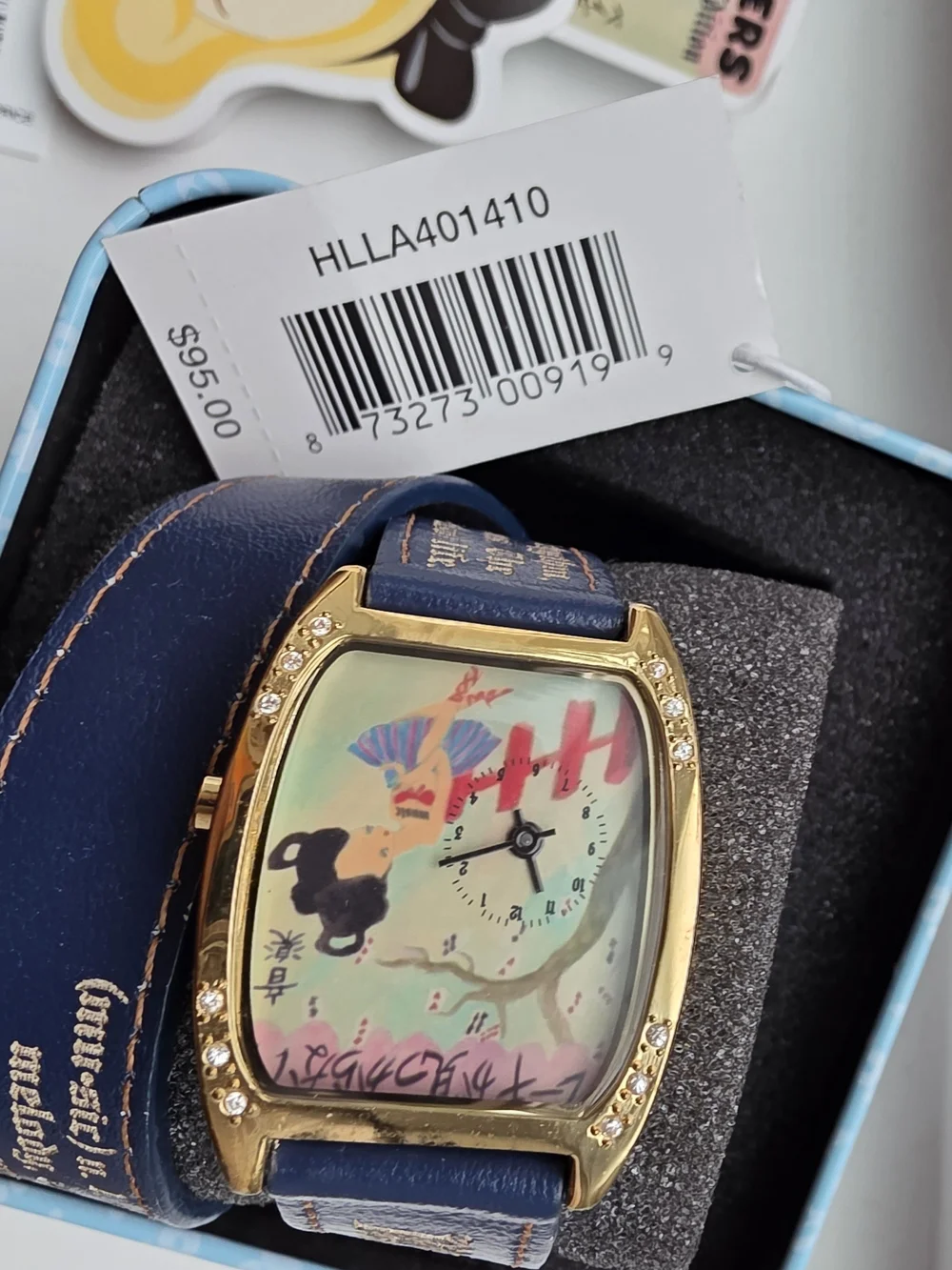Vintage HARAJUKU WATCH- Fashion Blue Leather Strap Gold-Tone Women's Watch